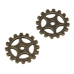 20 x Wheel Charms Connector 19mm Antique Bronze Tone  #MCZ618