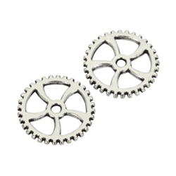 20 x Wheel Charms 18mm Antique Silver Tone  #MCZ625