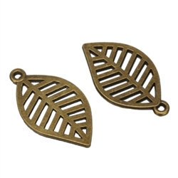 10 x Leaf Charms 22x17mm Antique Bronze Tone  #MCZ643