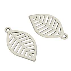 10 x Leaf Charms 22x17mm Antique Silver Tone  #MCZ644