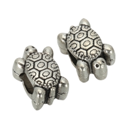 5 x Turtle Longivity Charms 11x9mm Antique Silver Tone  #MCZ648