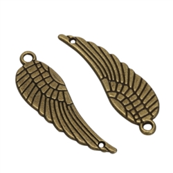 10 x Feather Charms 27x9mm Antique Bronze Tone  #MCZ650