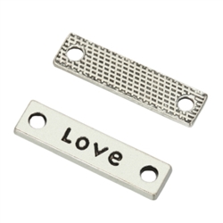 10 x Love Charms Connector 23x6mm Antique Silver Tone  #MCZ653