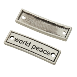 10 x World Peace Charms Connector 35x10mm Antique Silver Tone  #MCZ669