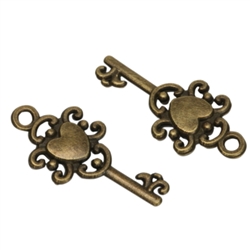 20 x Love Key Charms 22x12mm Antique Bronze Tone  #MCZ683