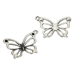 10 x Butterfly Charms 23x17mm Antique Silver Tone  #MCZ688