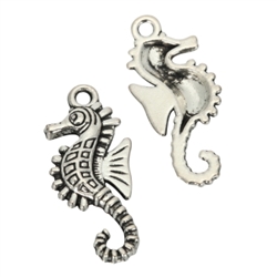 10 x Sea Horse Charms 25x11mm Antique Silver Tone  #MCZ689