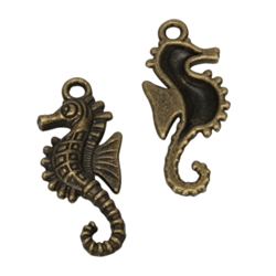 10 x Sea Horse Charms 25x11mm Antique Bronze Tone  #MCZ690