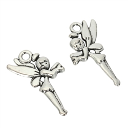 10 x Angel Charms 25x13mm Antique Silver Tone  #MCZ696