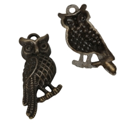 10 x Owl King Charms 33x12mm Antique Silver Tone  #MCZ698