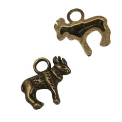 10 x Doggy Charms 15x13mm Antique Bronze Tone  #MCZ718