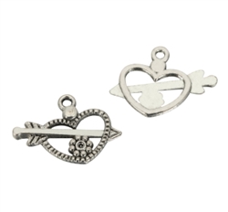 10 x Love & Arrow Charms 25x15mm Antique Silver Tone  #MCZ732