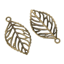 10 Leaf Charms 44x28mm Antique Bronze Tone #MCZ742