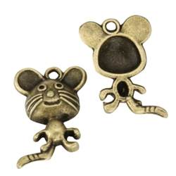 20 Cute Mouse Charms 21x14mm Antique Bronze Tone #MCZ756