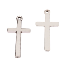 20 Cross Sign Charms 27x14mm Antique Silver Tone #MCZ761