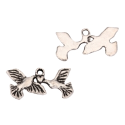 20 Love Birds Charms 20x10mm Antique Silver Tone #MCZ773