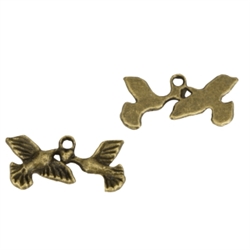 20 Love Birds Charms 20x10mm Antique Bronze Tone #MCZ774