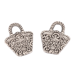 20 Cute Bag Charms 16x13mm Antique Silver Tone #MCZ805