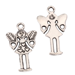 20 Love Angel Charms 20x14mm Antique Silver Tone #MCZ807