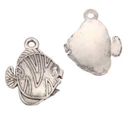 20 Cute Fish Charms 17x16mm Antique Silver Tone #MCZ811