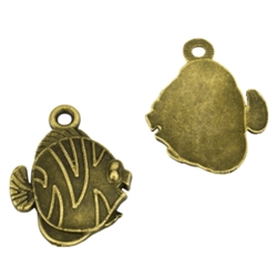 20 Cute Fish Charms 17x16mm Antique Bronze Tone #MCZ812