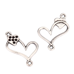 20 Love Heart Charms 15mm Antique Silver Tone #MCZ823