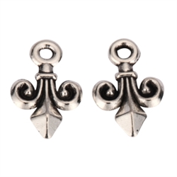 20 Fleur De Lis Irish Lily Charms 14x9mm Antique Silver Tone #MCZ829