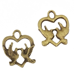 20 x 2 Love Birds Charms 15mm Antique bronze Tone #MCZ832