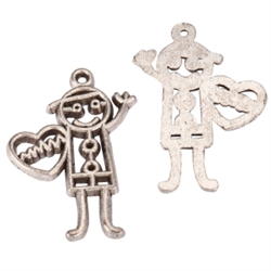 10 Loving Gentleman Charms 25x20mm Antique Silver Tone #MCZ837