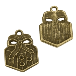 10 Gift Box Charms 21x17mm Antique Bronze Tone #MCZ848