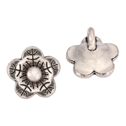 20 Flower Charms 12mm Antique Silver Tone #MCZ849