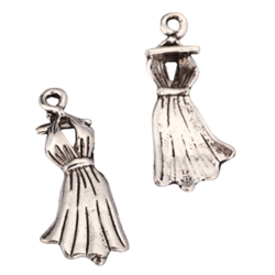 20 Beautiful Dress Charms 22x11mm Antique Silver Tone #MCZ859