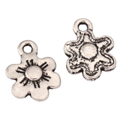 20 Flower Charms 10mm Antique Silver Tone #MCZ875