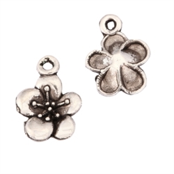 20 Flower Charms 9mm Antique Silver Tone #MCZ877