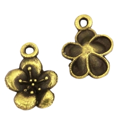 20 Flower Charms 9mm Antique Bronze Tone #MCZ878