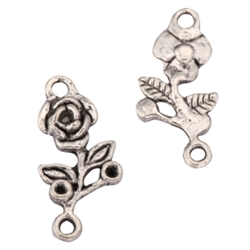 20 Flower Charms 18x10mm Antique Silver Tone #MCZ879