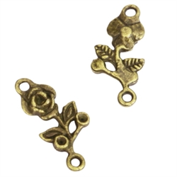 20 Flower Charms 18x10mm Antique Bronze Tone #MCZ880