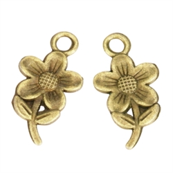 20 Flower Charms 17x10mm Antique Bronze Tone #MCZ882