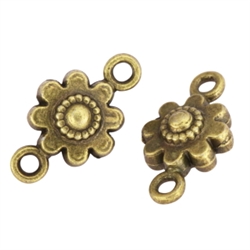 30 Flower Charms Connector 9mm Antique Bronze Tone #MCZ884