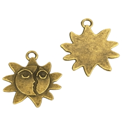 10 Sun Charms 20mm Antique Bronze Tone #MCZ906