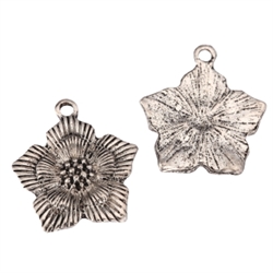 20 Flower Charms 20mm Antique Silver Tone #MCZ919