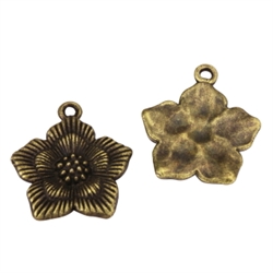 20 Flower Charms 20mm Antique Bronze Tone #MCZ920