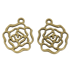 20 Rose Charms 20mm Antique Bronze Tone #MCZ922