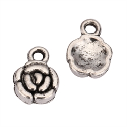 30 x Rose Charms 8mm Antique Silver Tone  #MCZ963