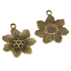 10 x Cute Flower Charms 22mm Antique Bronze Tone  #MCZ988