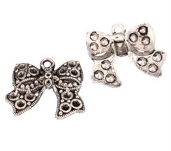 10 x Ribbon Knot Charms 25x20mm Antique Silver Tone  #MCZ1007