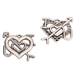 10 x I Love You Charms 20x15mm Antique Silver Tone  #MCZ1011