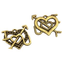 10 x I Love You Charms 20x15mm Antique Bronze Tone  #MCZ1012