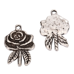 10 x Rose Charms 25x18mm Antique Silver Tone  #MCZ1015