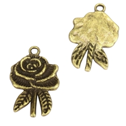 10 x Rose Charms 25x18mm Antique Bronze Tone  #MCZ1016